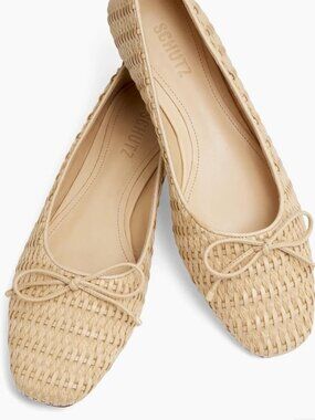 NWT SCHUTZ Natural Arissa Straw Flats Size 8B